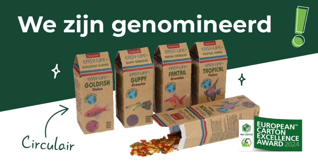 Nominatie kartonnen visvoer verpakking
