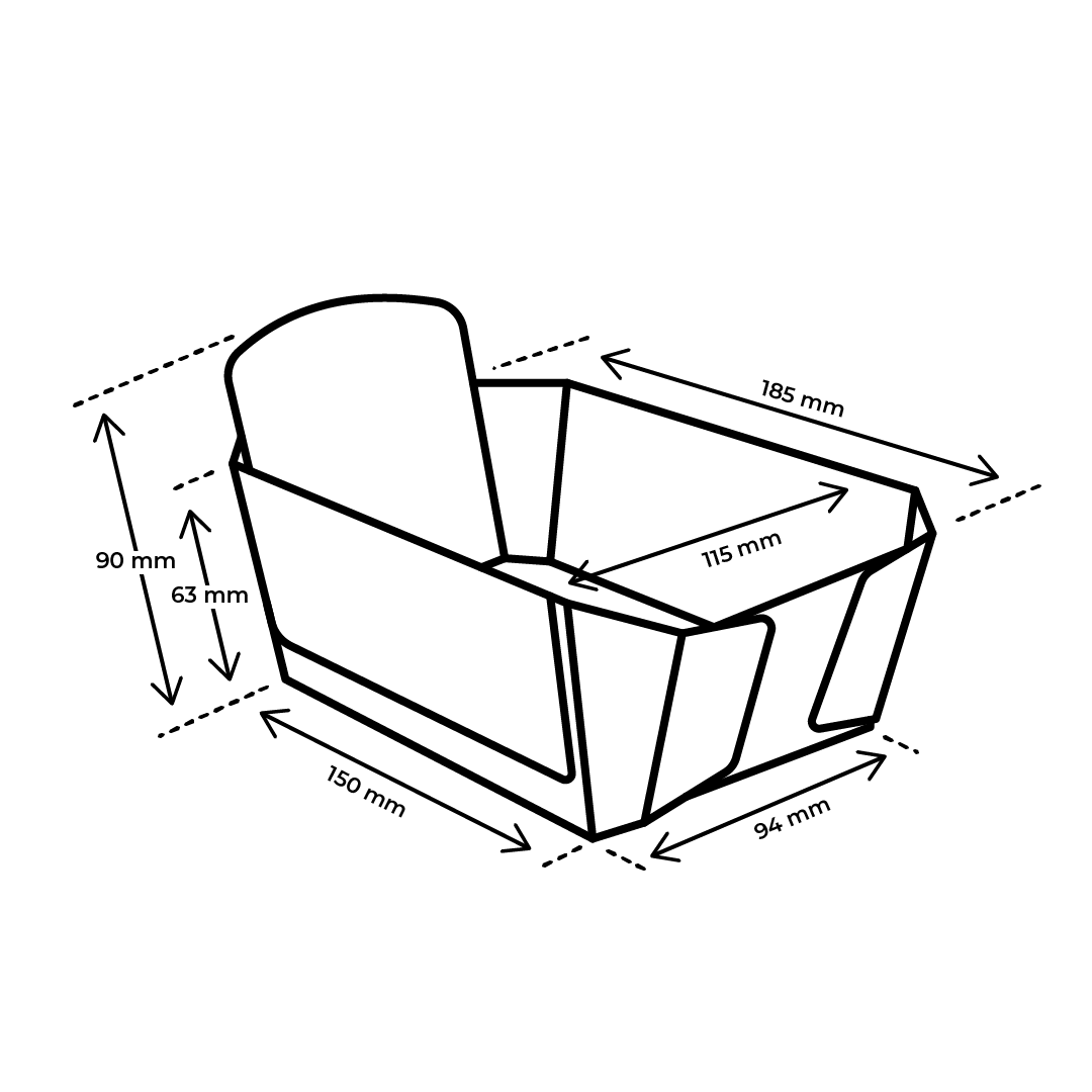 Afmetingen Aardbeienbakje 500 gram karton