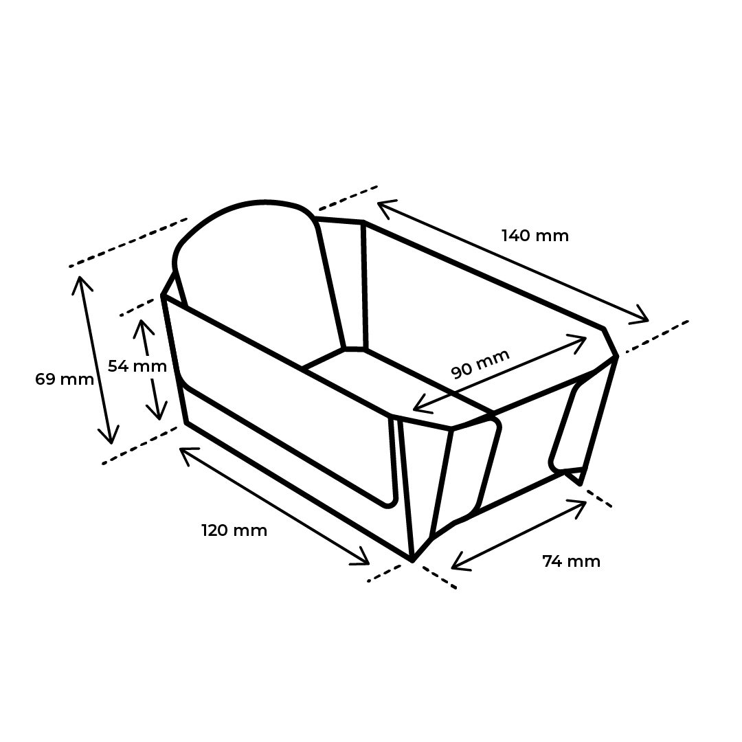 Afmetingen Aardbeienbakje 250 gram karton