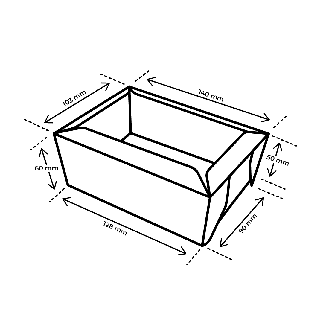 Afmetingen Bessenbakje 250 a 300 gram karton