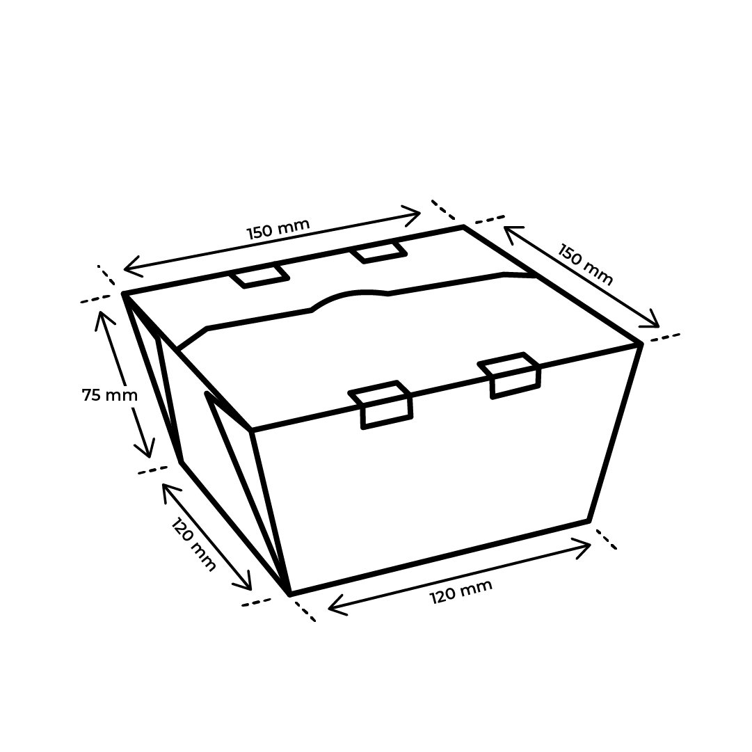 Afmetingen GO!mealbox 1350 ml karton maaltijdbak