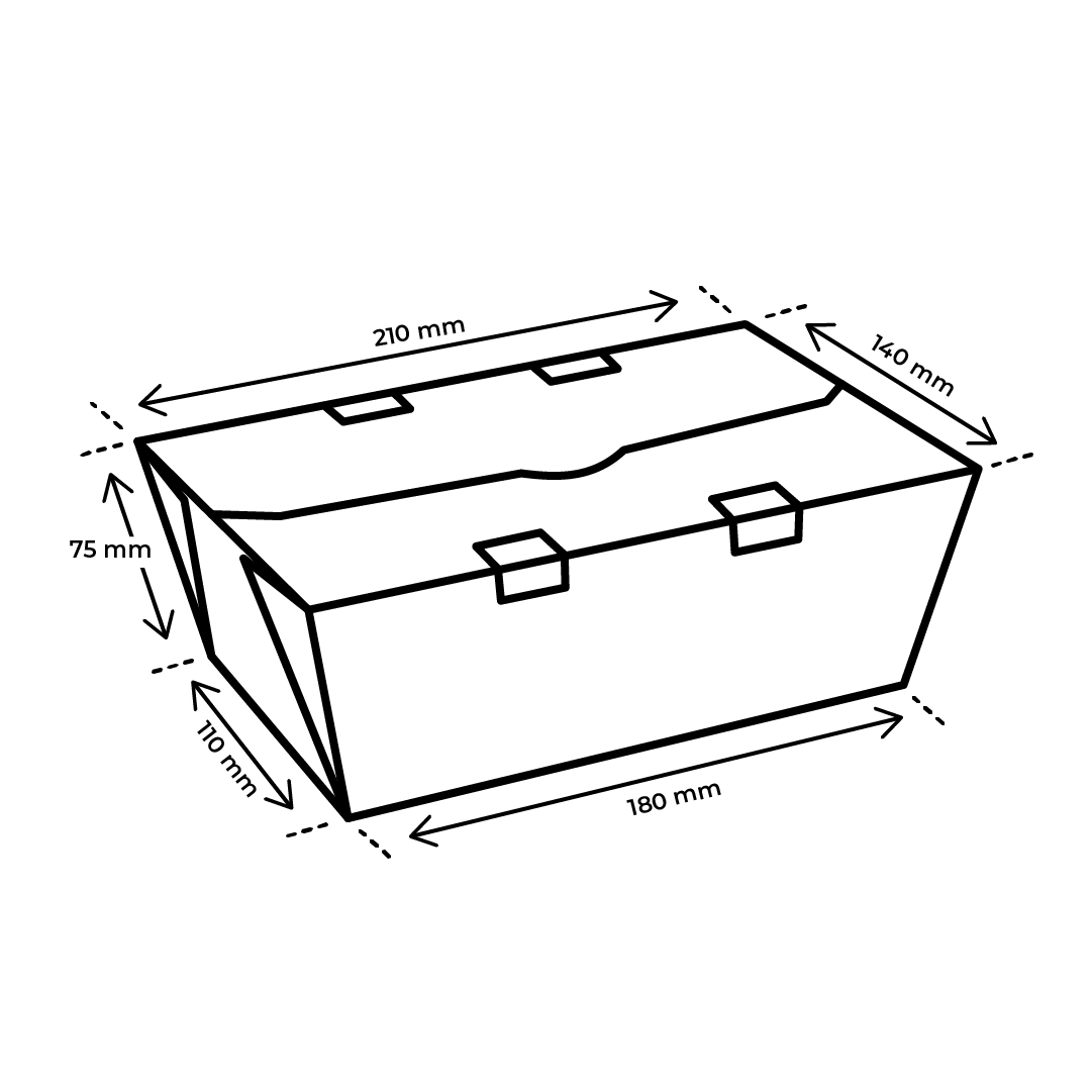 Afmetingen GO!mealbox 1800 ml karton maaltijdbak