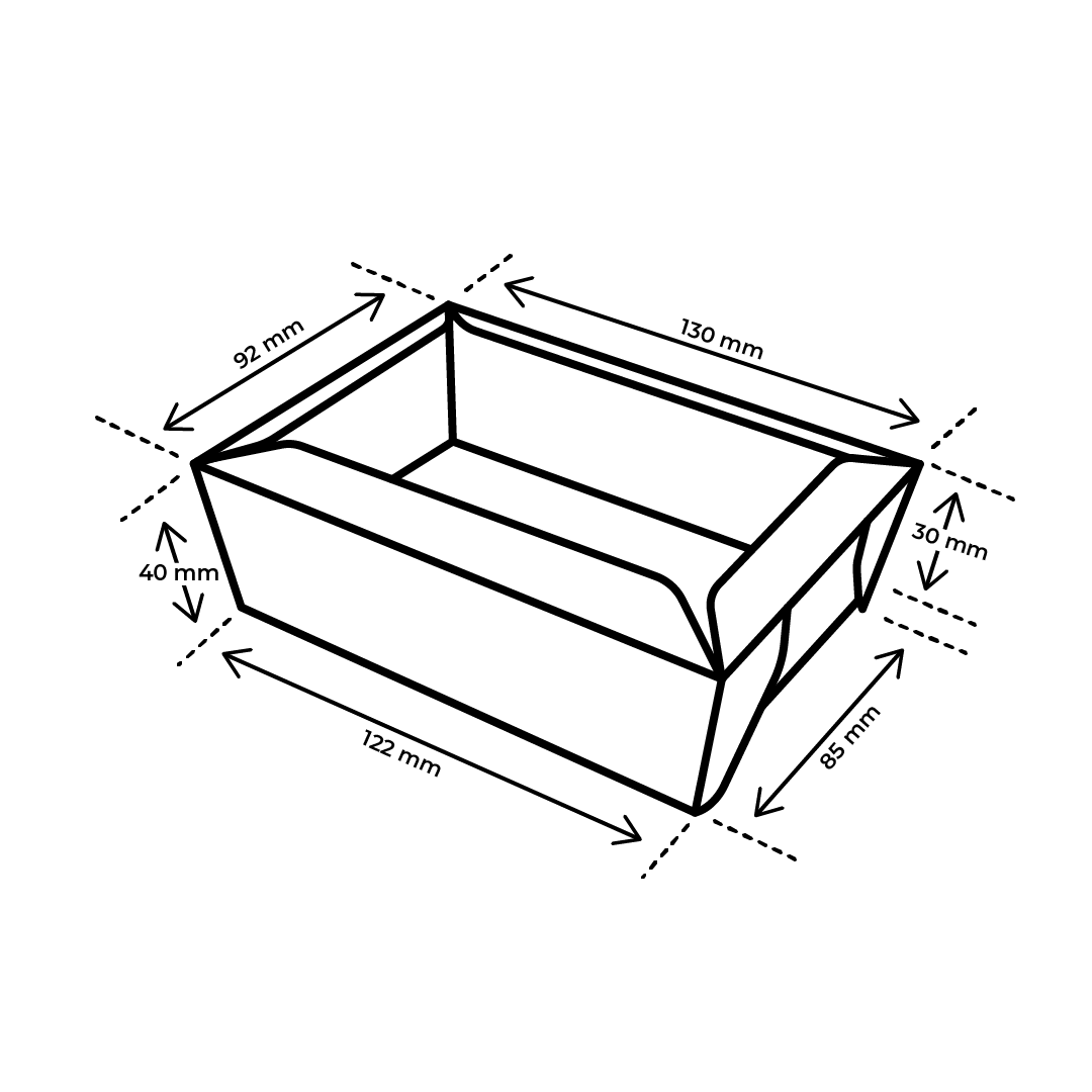Afmetingen bessenbakje 125 gram karton