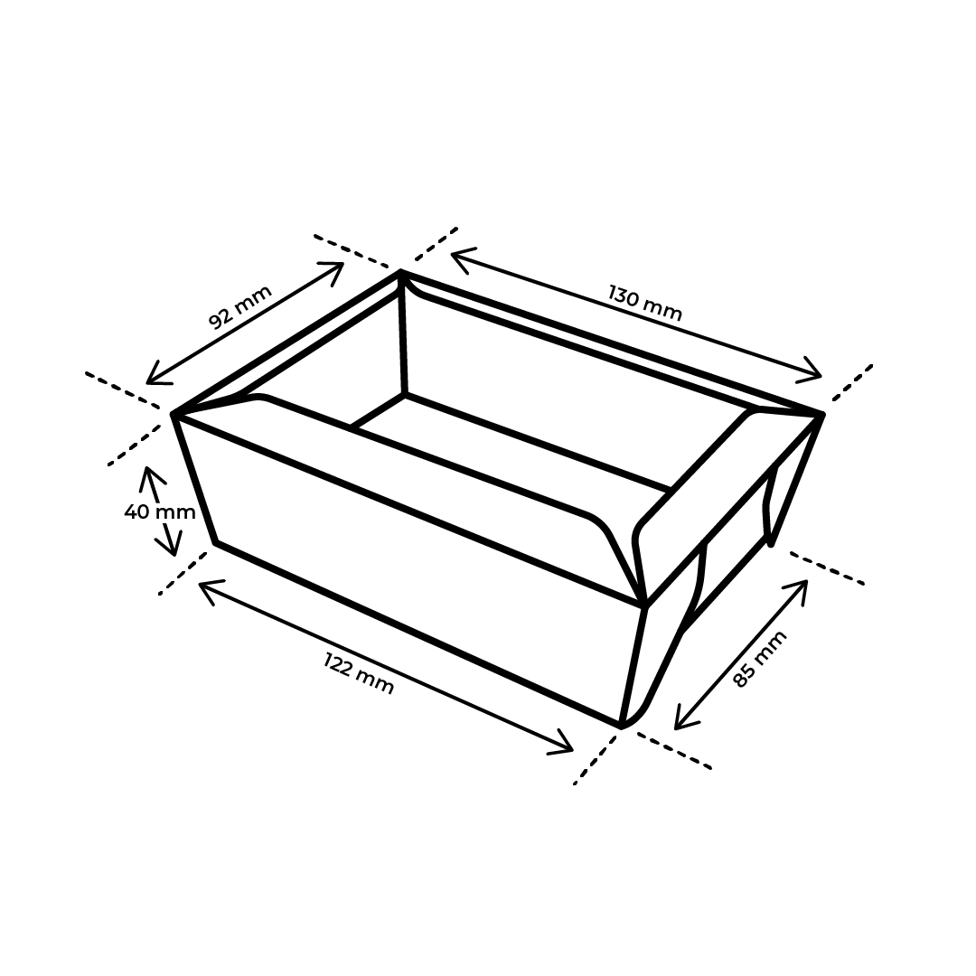 Afmetingen bessenbakje 125 gram karton