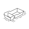 Afmetingen Frietbakje met sausvak A9+1 karton