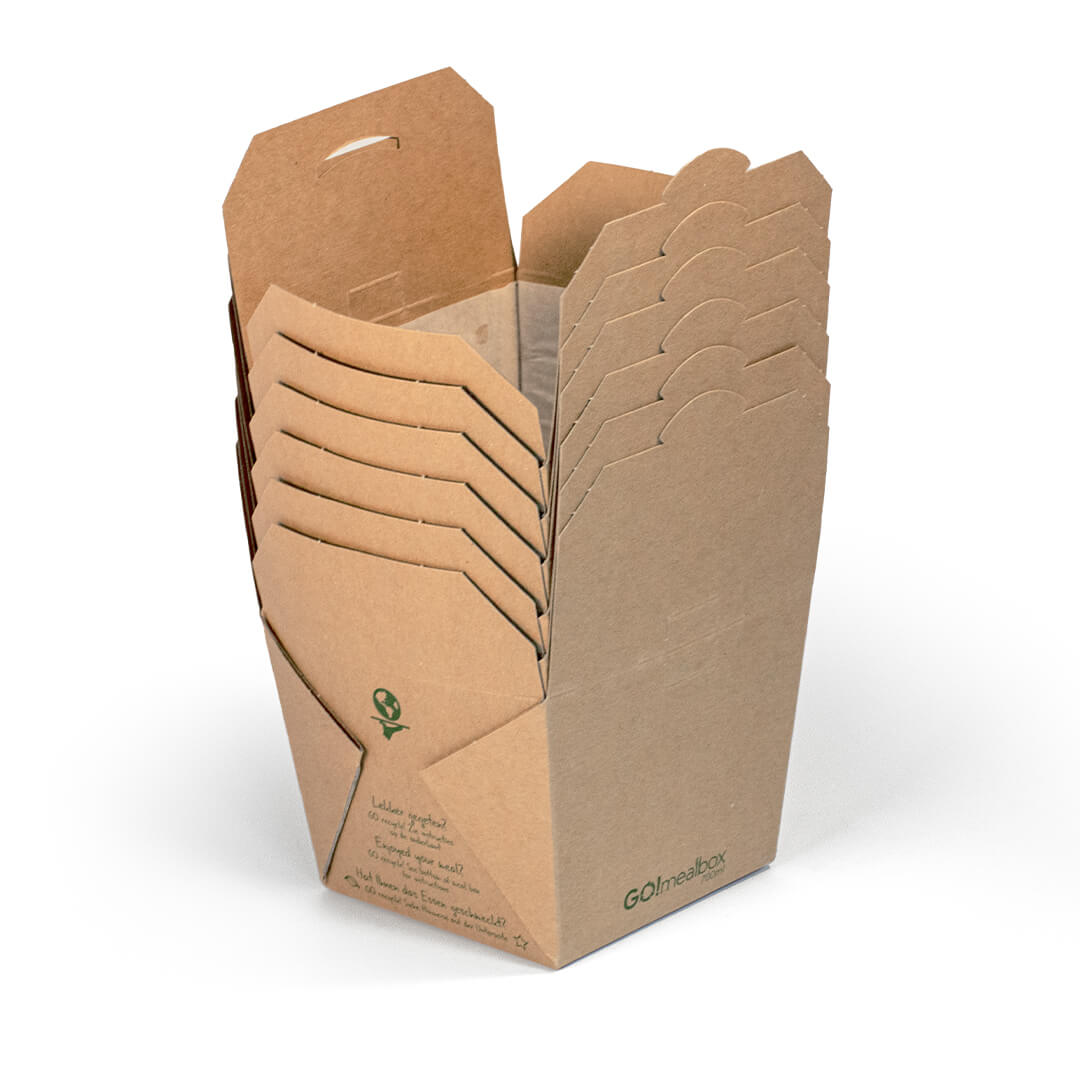 GO!mealbox 700 ml conisch gestapeld duurzaam karton maaltijdbak