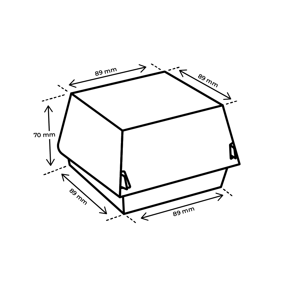 Afmetingen hamburgerbak Small karton
