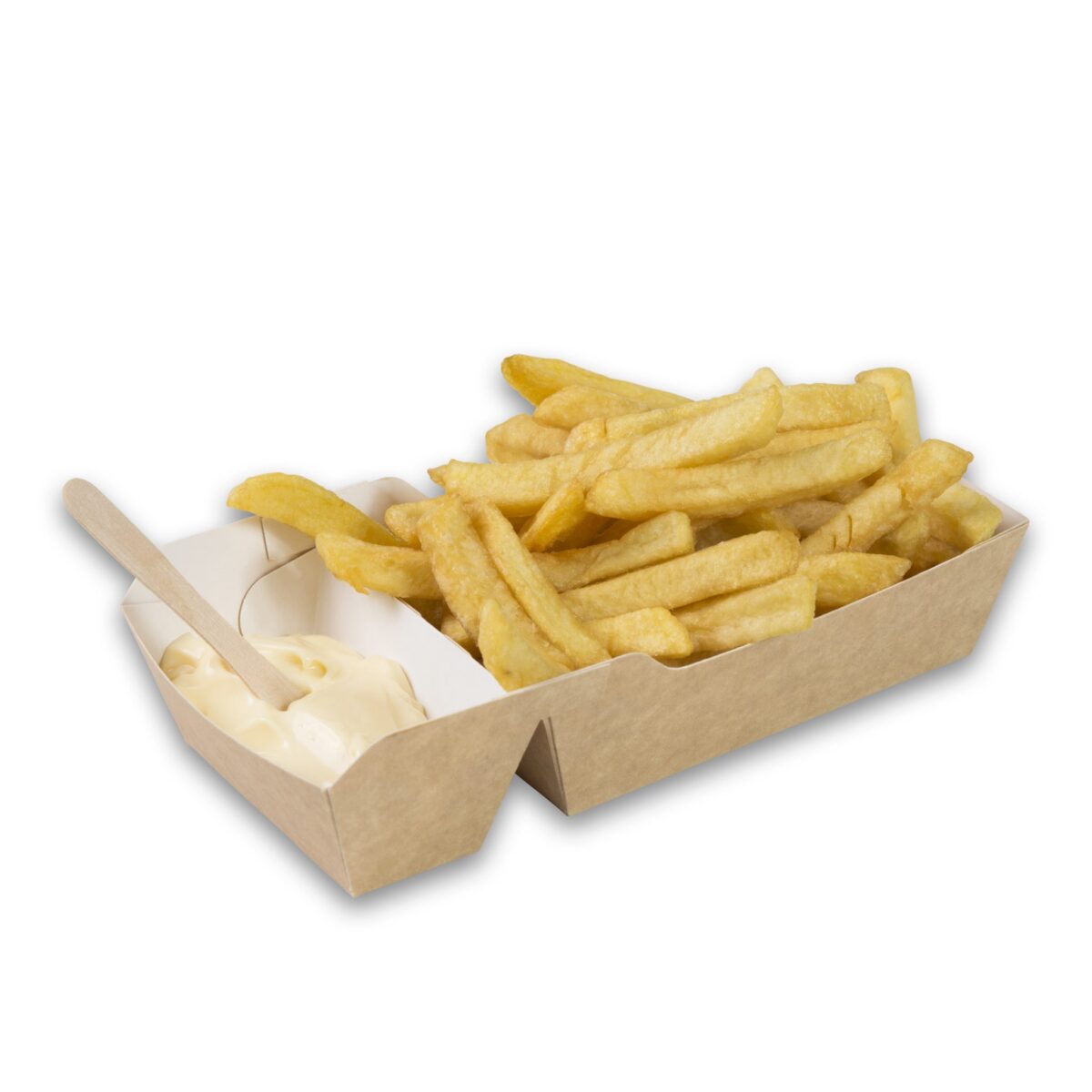 Kraft Karton Frietbakjes met sausvakje M A9+1 110x70x35 snackverpakking medium