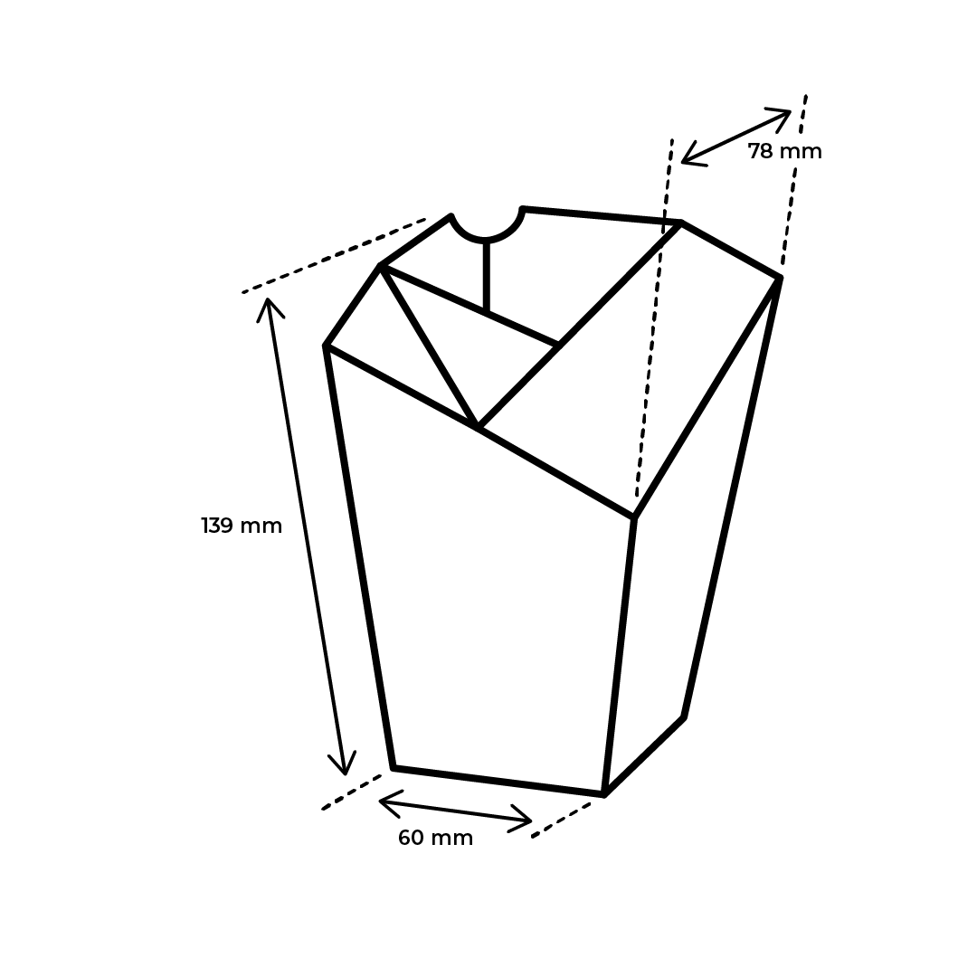 Afmetingen frietbeker met sausvak