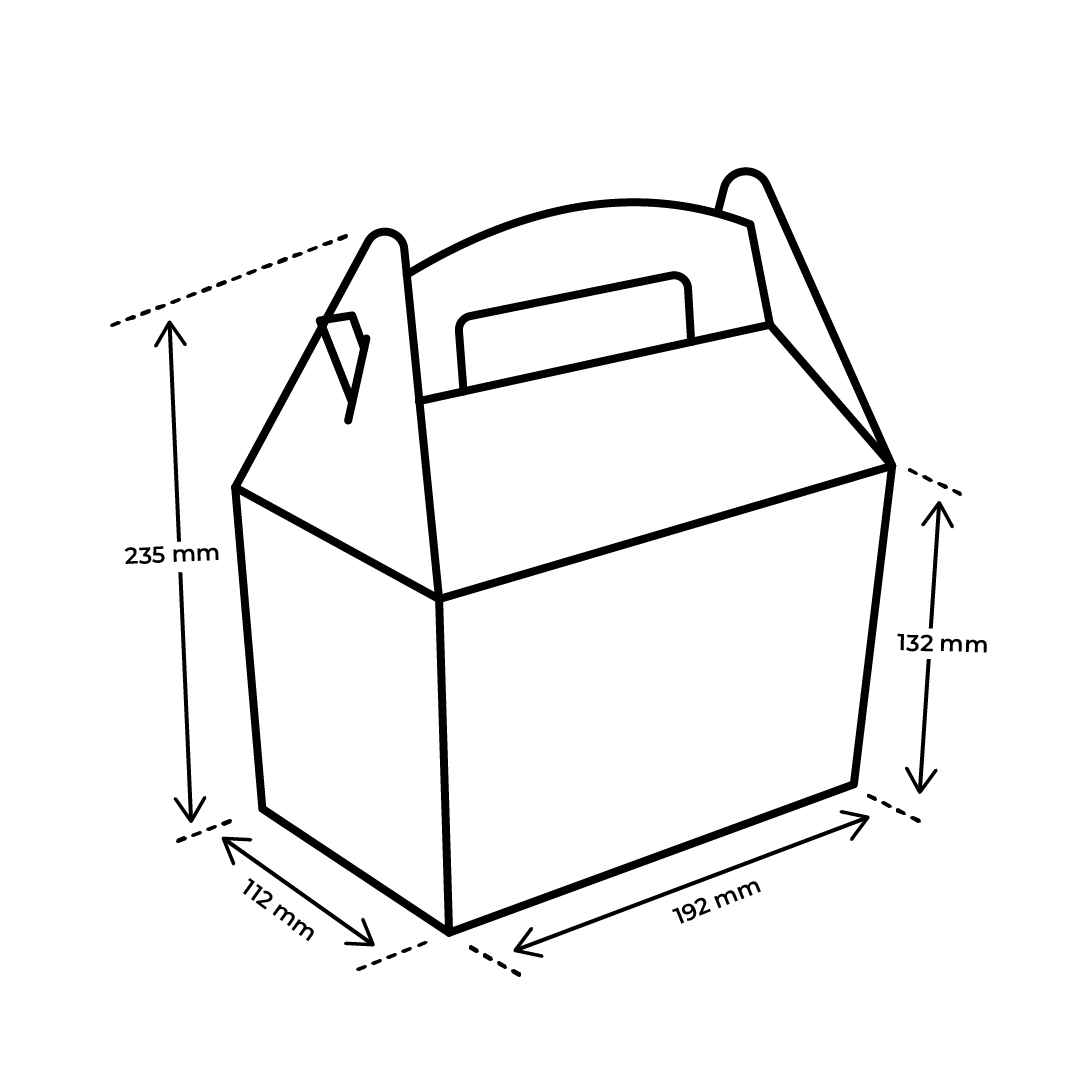 SNAH-TER-300-Lijntekening Afmetingen Snackbox met handvat Karton