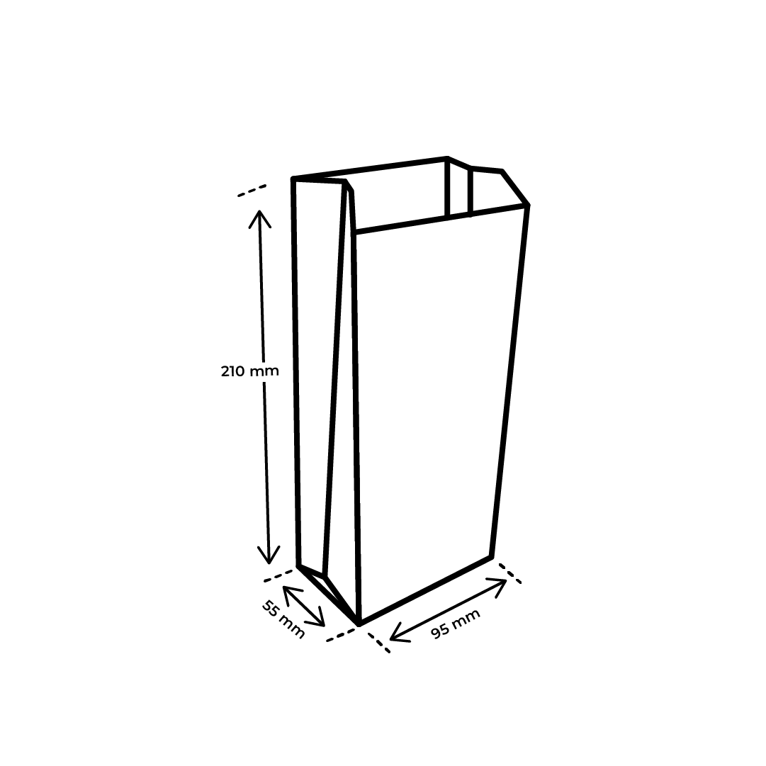 Afmetingen Snackzak 1.5 ONS (nr23)
