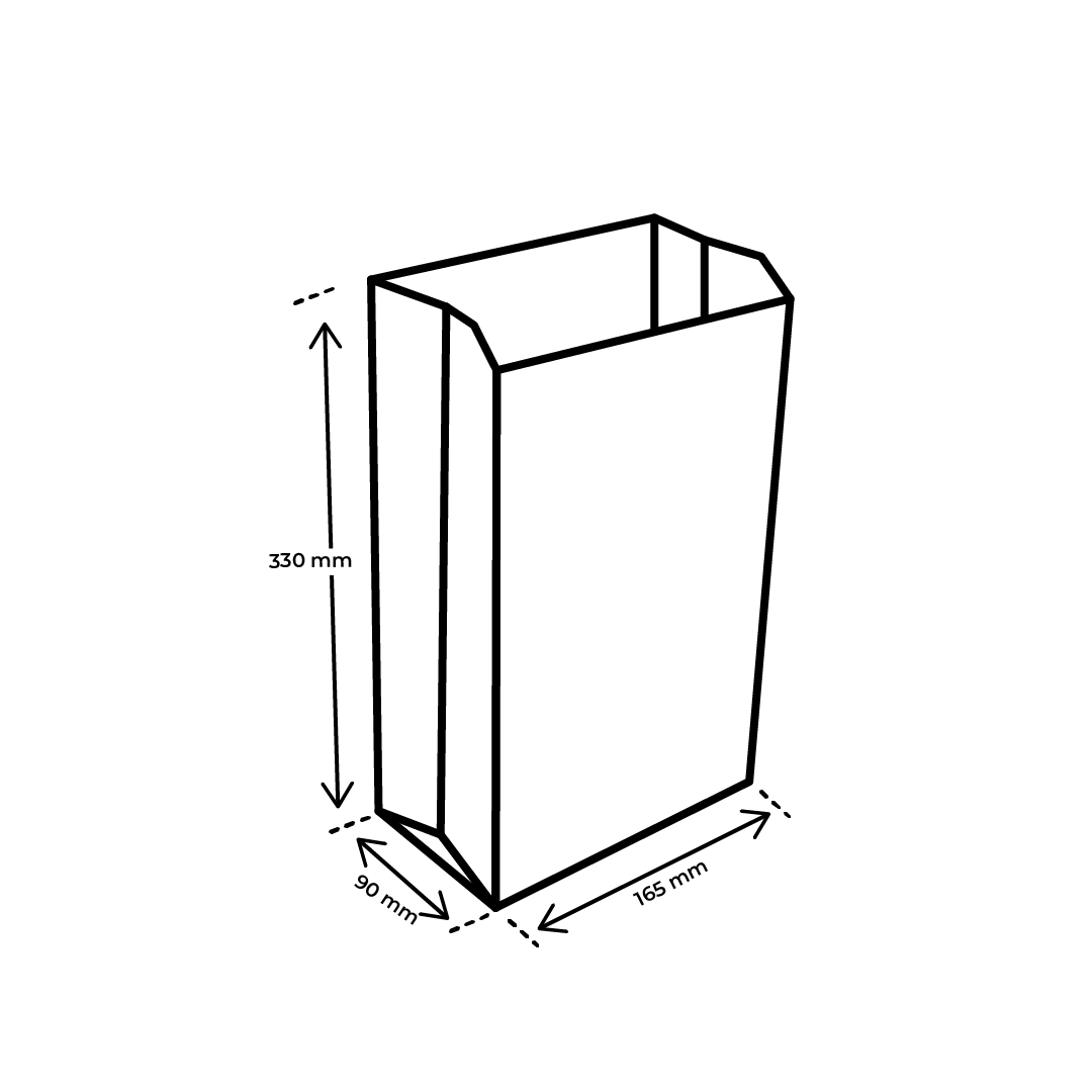 Afmetingen Snackzak 3 pond Nr.29 papier