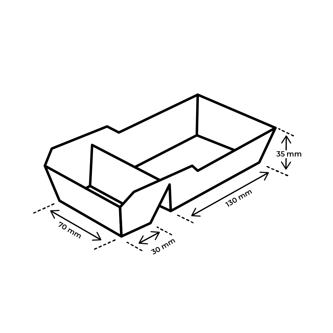 Lijntekening maten Frietbakje met sausvak a9+1 karton